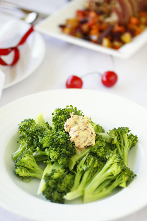 Steamed Broccoli with Sundried Tomato Butter