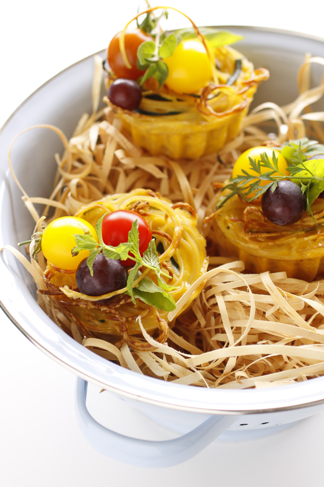Noodle Frittata Nests with Cherry Tomatoes