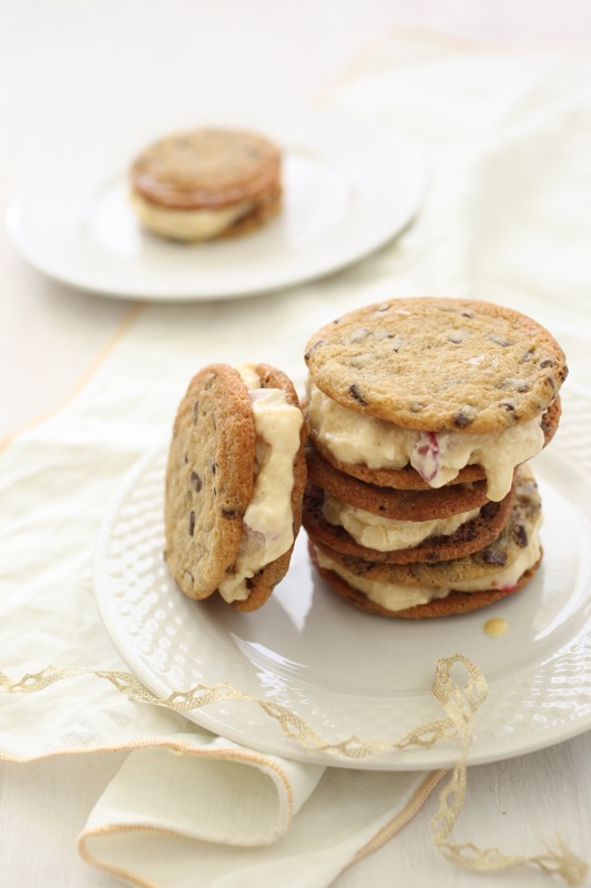 Strawberry Eggnog Ice Cream Sandwiches