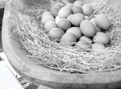 Market Eggs in Black and White