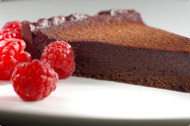 Chocolate Custard Tart with Homegrown Raspberries