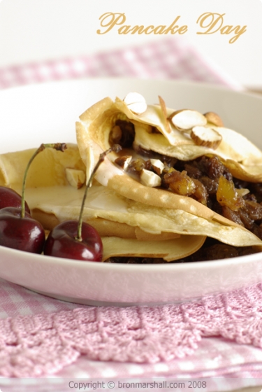 Crêpes filled with Fruit Mince and Crème
Anglaise