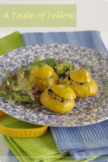 A Taste of Yellow Patty Pan Squash stuffed with Lemon and Currant Quinoa