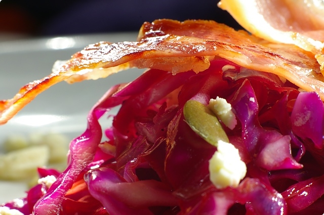 Warm Red Cabbage, Pancetta and Feta Salad